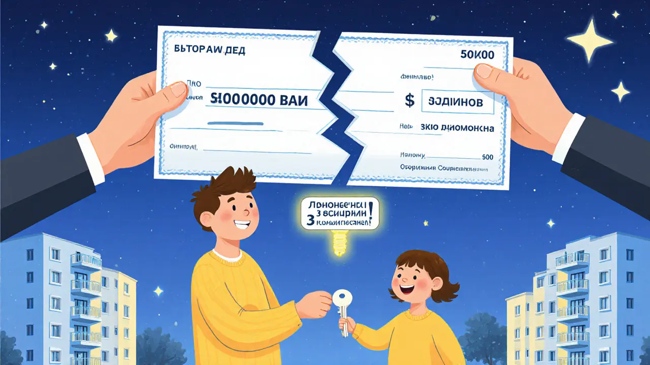 Новый владелец передаёт ключ ребёнку, а старый долг разрывается на части между продавцом и управляющей компанией.