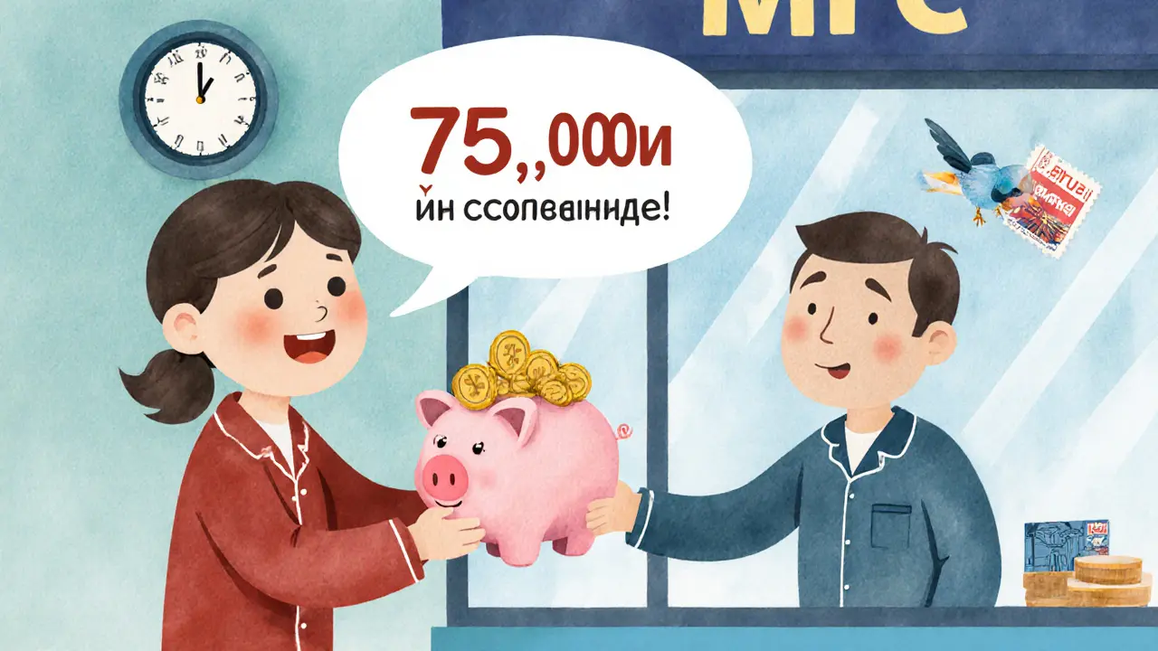 Продавец даёт деньги человеку в пижаме, чтобы он снялся с регистрации в МФЦ.