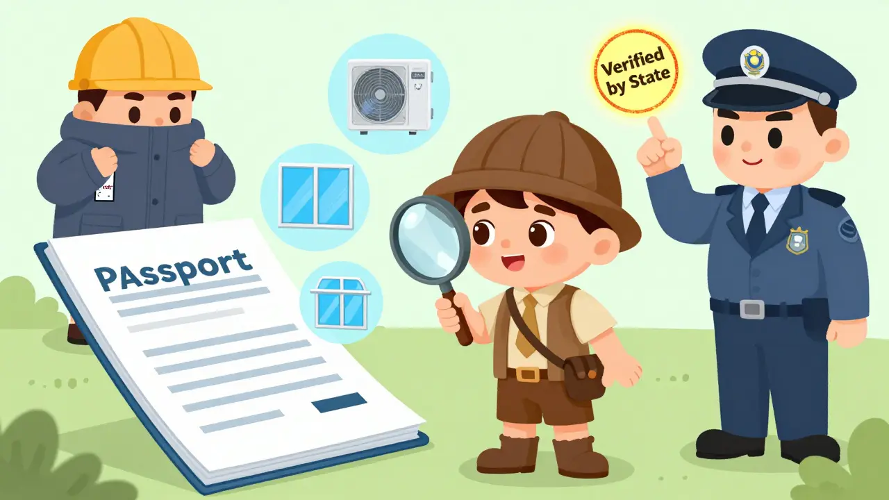 Ребёнок-детектив проверяет энергетический паспорт дома с помощью лупы.