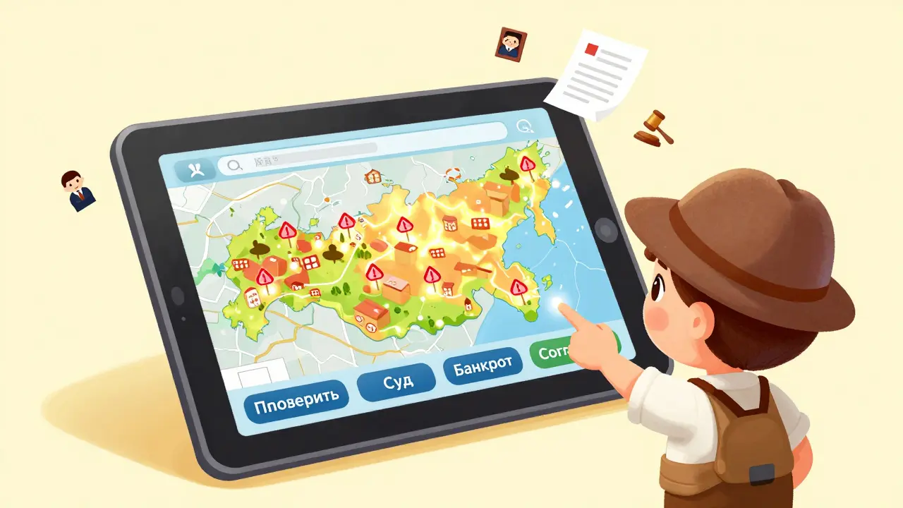 Ребёнок использует планшет, чтобы проверить квартиру на скрытые риски.