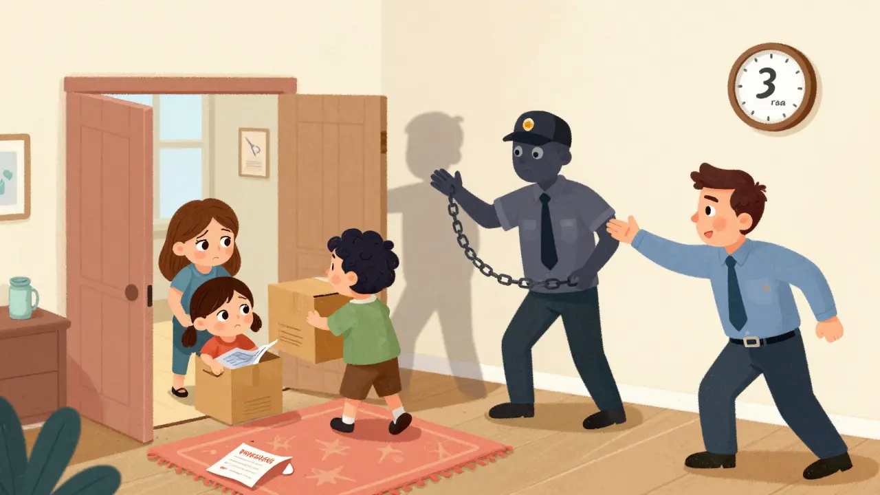 Семья въезжает в квартиру, а из стены тянутся руки, чтобы увести дом.