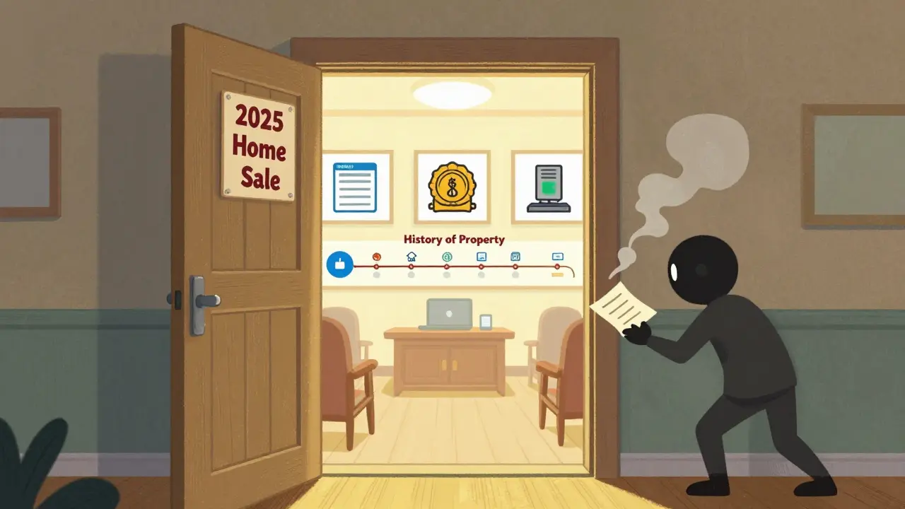 Волшебная дверь открывается в чистую комнату с цифровыми документами, а снаружи фальшивые бумаги тают в дыму.