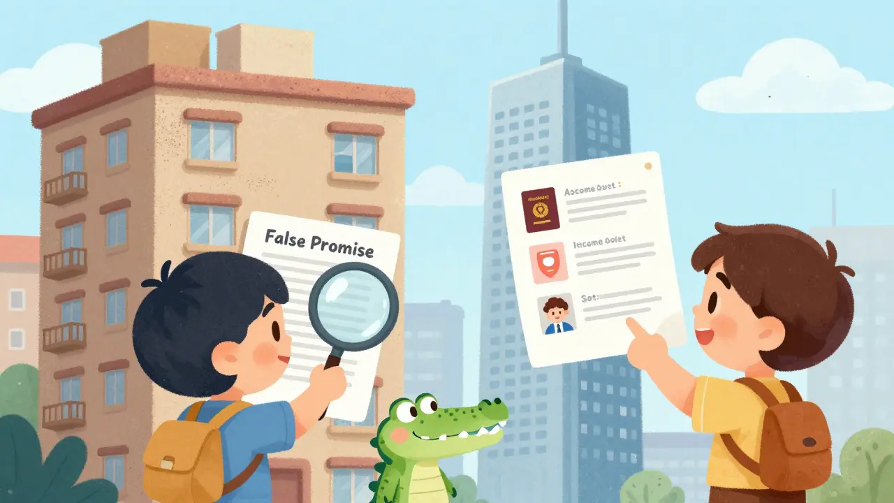 Дети сравнивают старое и новое жильё, один проверяет договор с хитрым крокодилом.