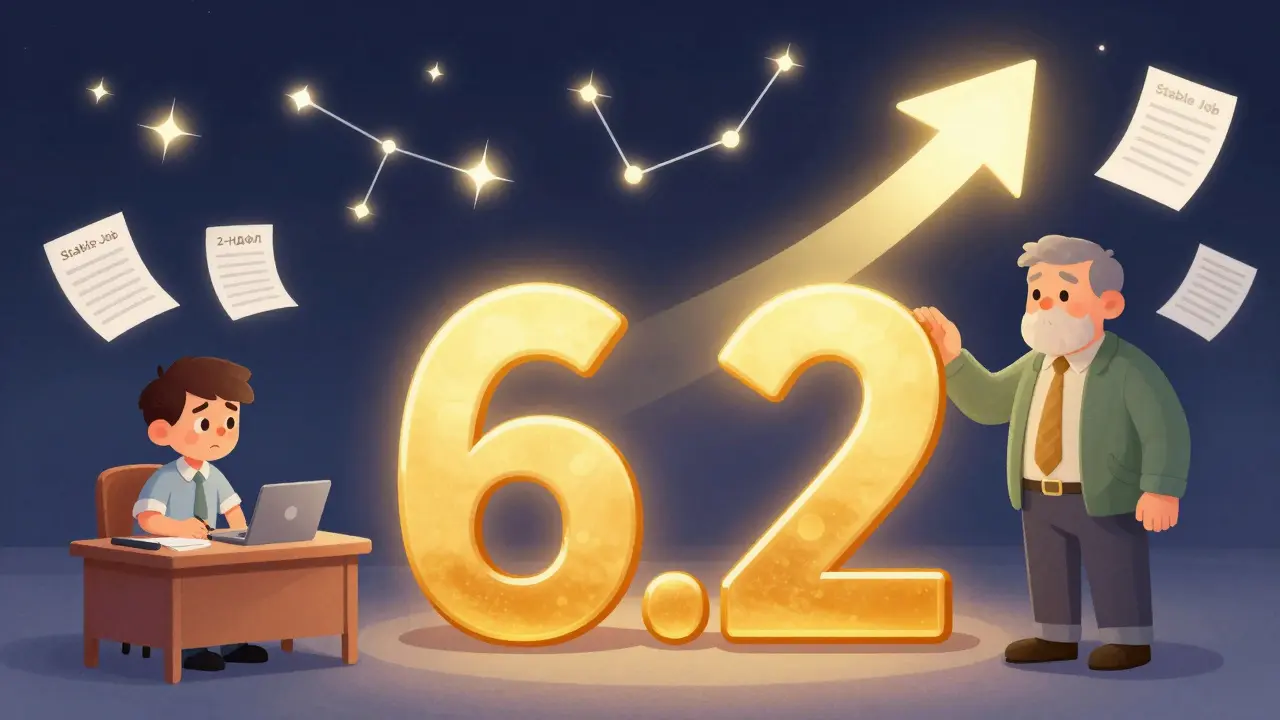 Молодой человек и его отец вместе увеличивают сумму кредита, их доходы светятся золотом.