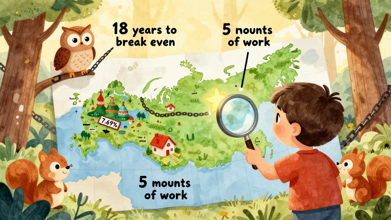 Ребёнок с лупой указывает на Челябинск как на самый выгодный город для аренды на карте России.