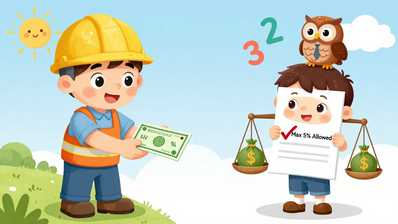 Ребёнок сравнивает счёт застройщика с законом — допустимо только 5% превышения.