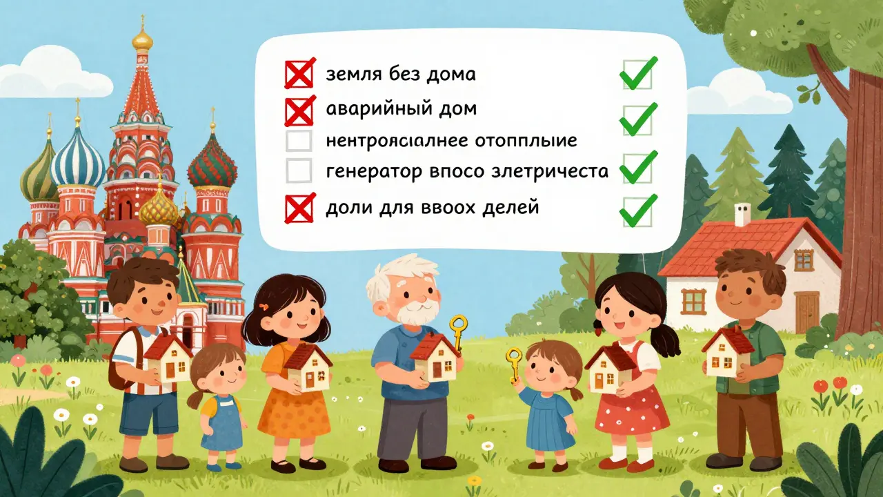 Семьи из разных регионов России держат домики с ключами, над ними — проверка на соответствие правилам маткапитала.