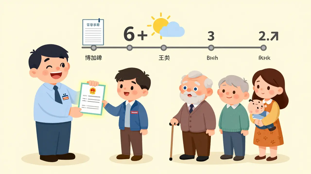 Банковский служащий вручает сертификат каникул разным людям с документами.