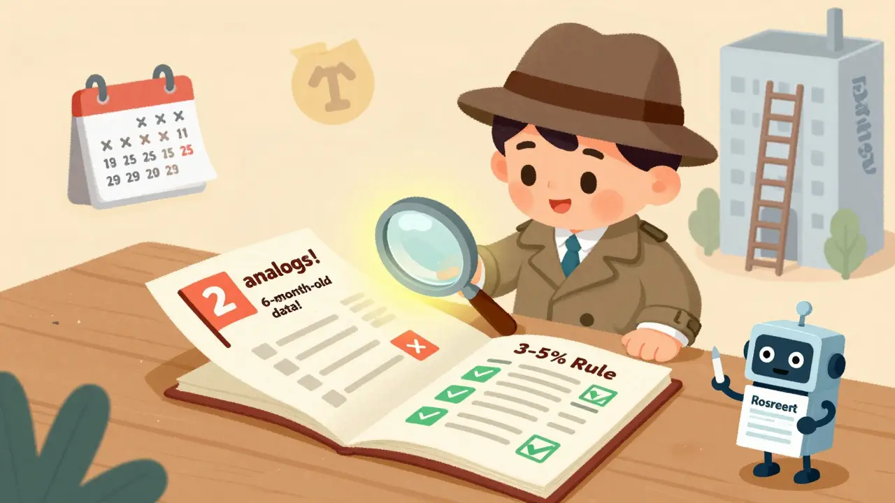 Ребёнок-детектив проверяет два отчёта, рядом — значки устаревших данных, аналогов и правил корректировок.