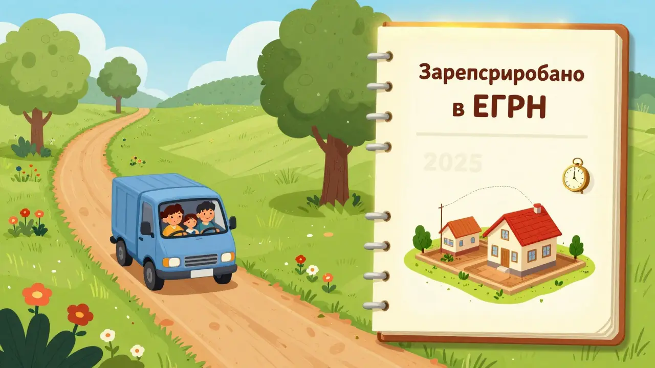 Семья проезжает по зафиксированному сервитуту, а в книге регистрации горит запись о регистрации.