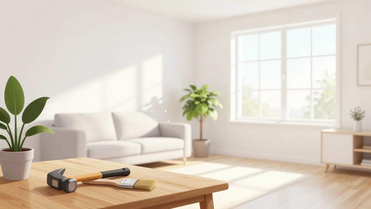 Чистая кухня с инструментами и светом, готовность к продаже