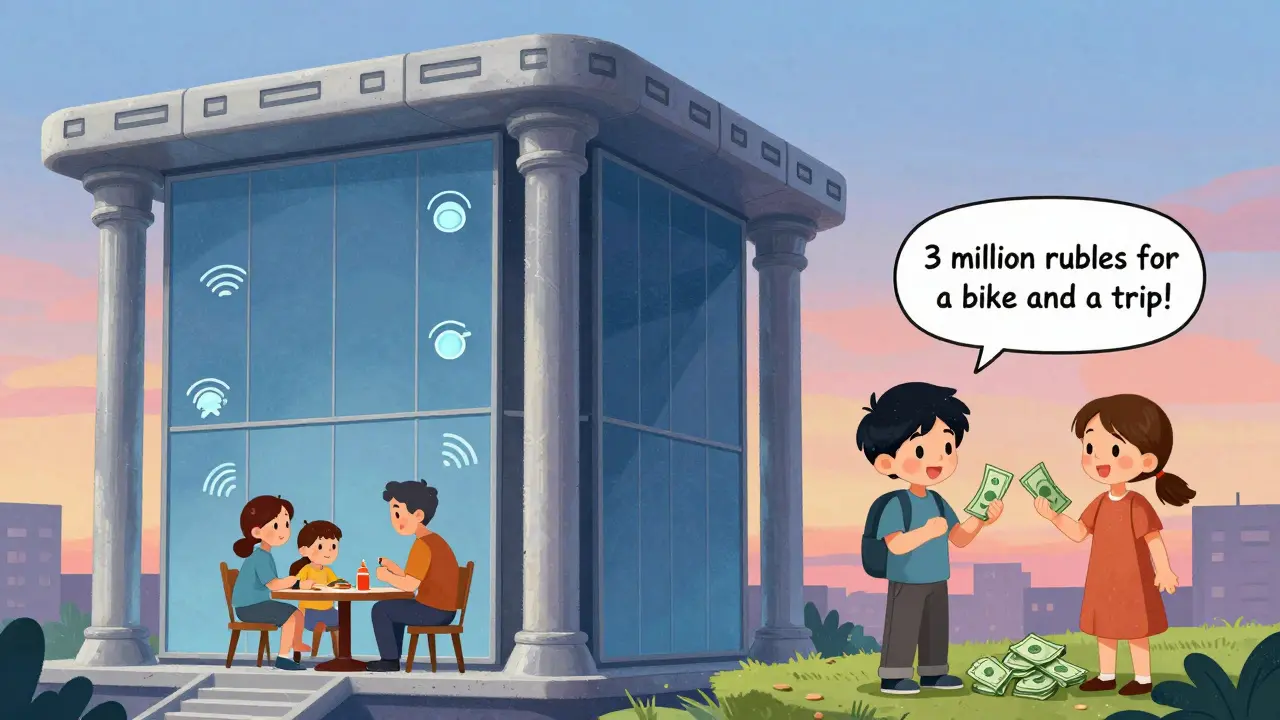 Гибридный дом с колоннами и панелями: одна сторона — тихая семья, другая — пара радуется экономии на покупке квартиры.