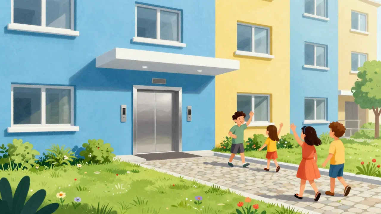 Чистый подъезд и ухоженный двор современного многоквартирного дома