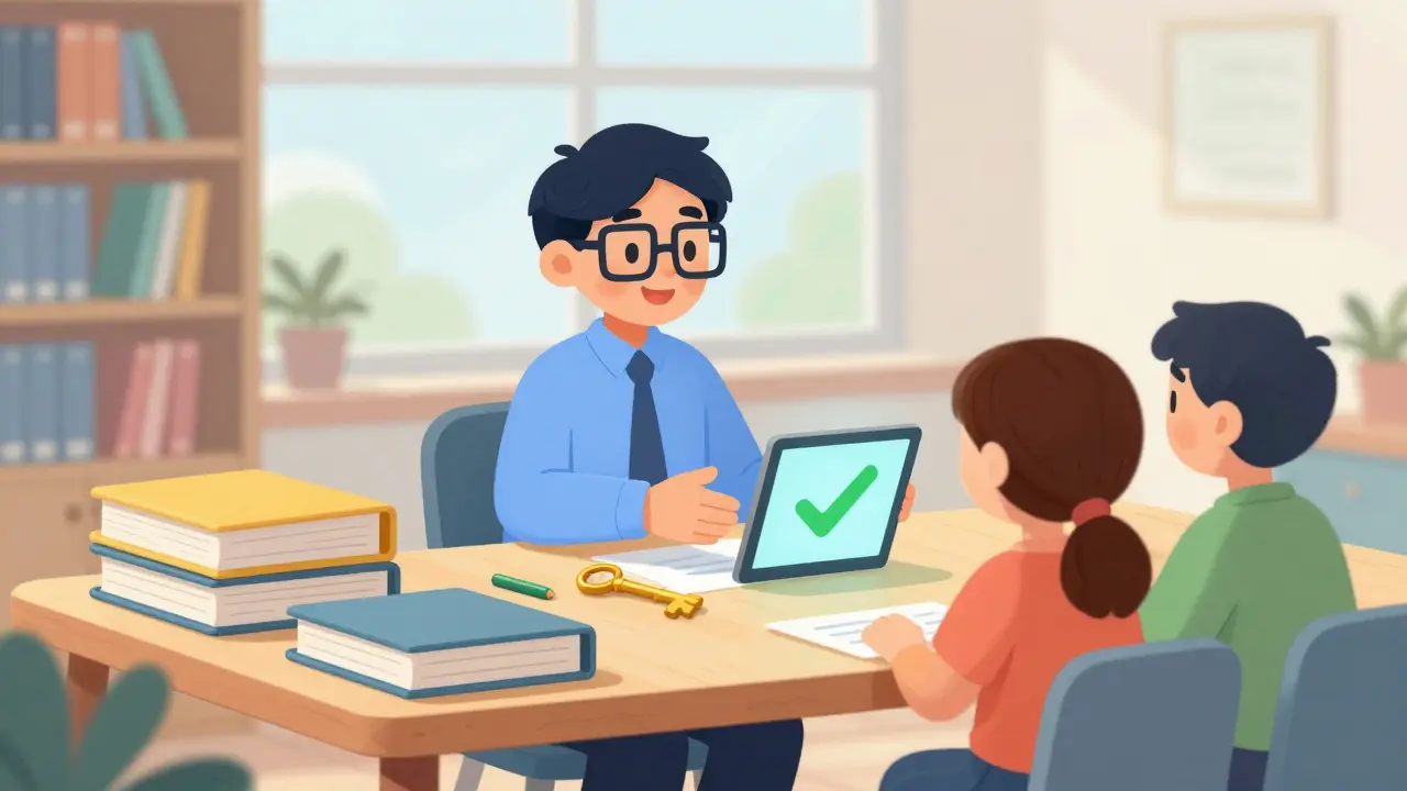 Семья в дружелюбном офисе налоговой службы получает одобрение вычета