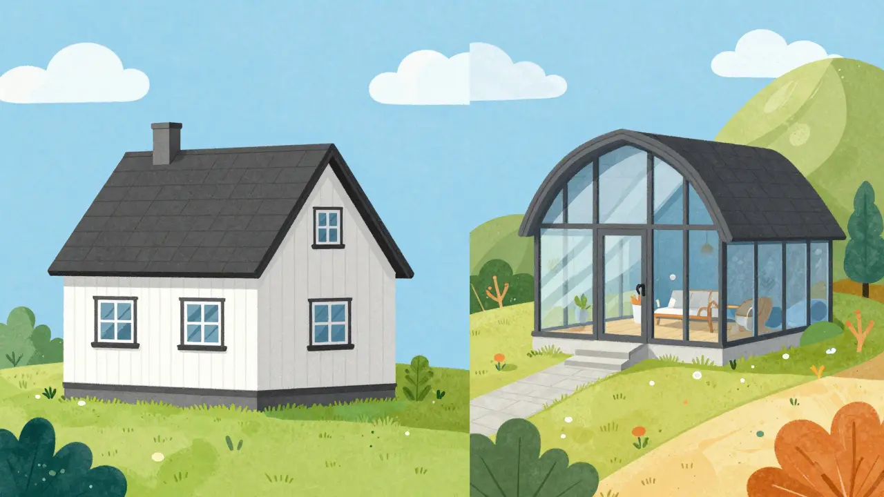 Сравнение простого скандинавского дома и уникального проекта с зимним садом