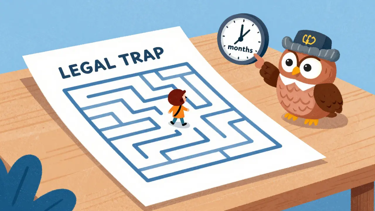 Стилизованный договор аренды в виде лабиринта с мудрой совой-судьей